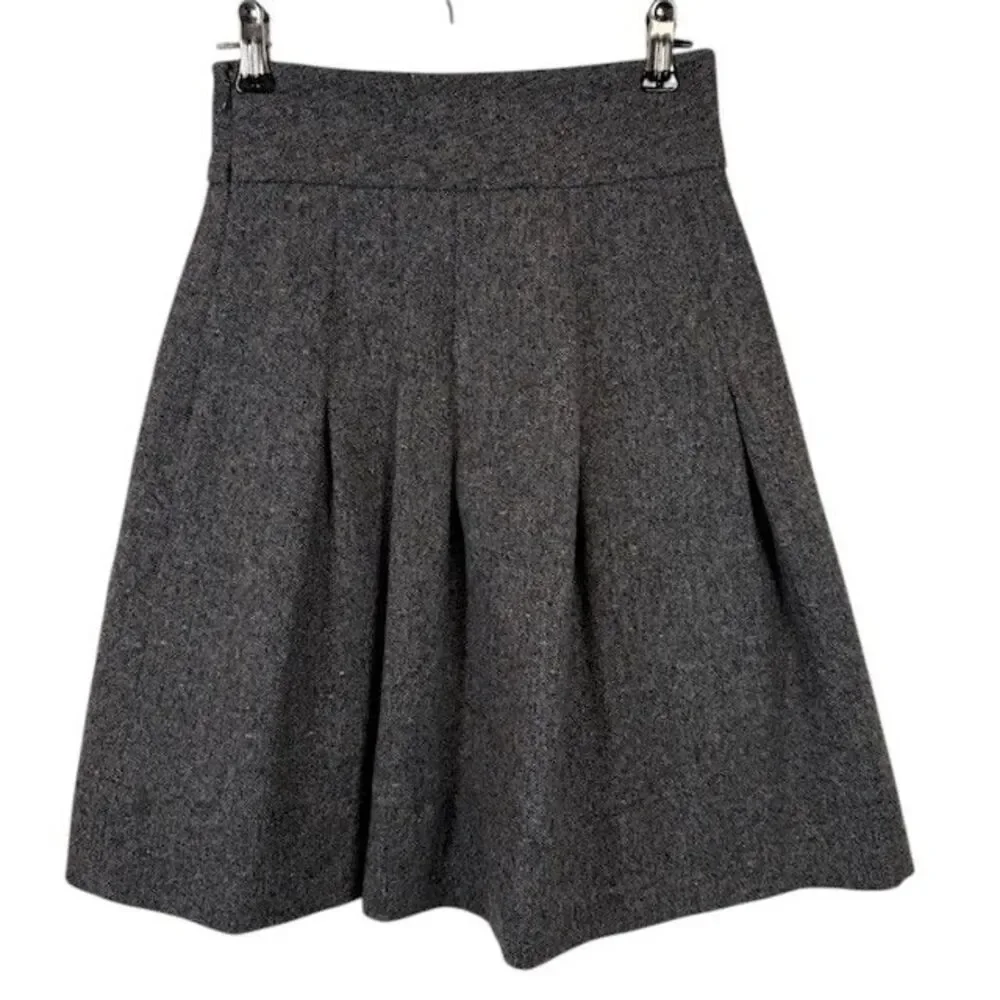 Rag & Bone 100% Wool Tweed Mini Skirt Charcoal Confetti Side Zipper Size 25 (XS)